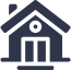 A geo-friendly house icon on a white background.