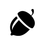 Black and white minimalist icon of an acorn with a smooth cap and a short stem, centered on a plain white background—an understated symbol often associated with wildlife conservation and habitat management efforts.